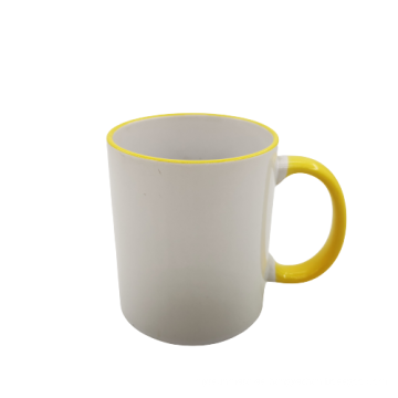 Taza de café de cerámica de venta caliente Taza de color de color interior Taza de sublimación de sublimación 11 oz para café